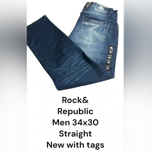 Y2K men straight jeans ,34x30 NWT manufactured fading ,Biker,streetwear,western - Picture 3 of 15